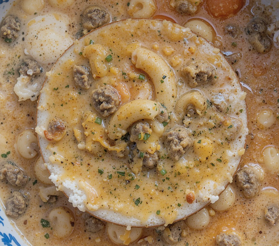 One-Pot Macaroni Cheeseburger Soup